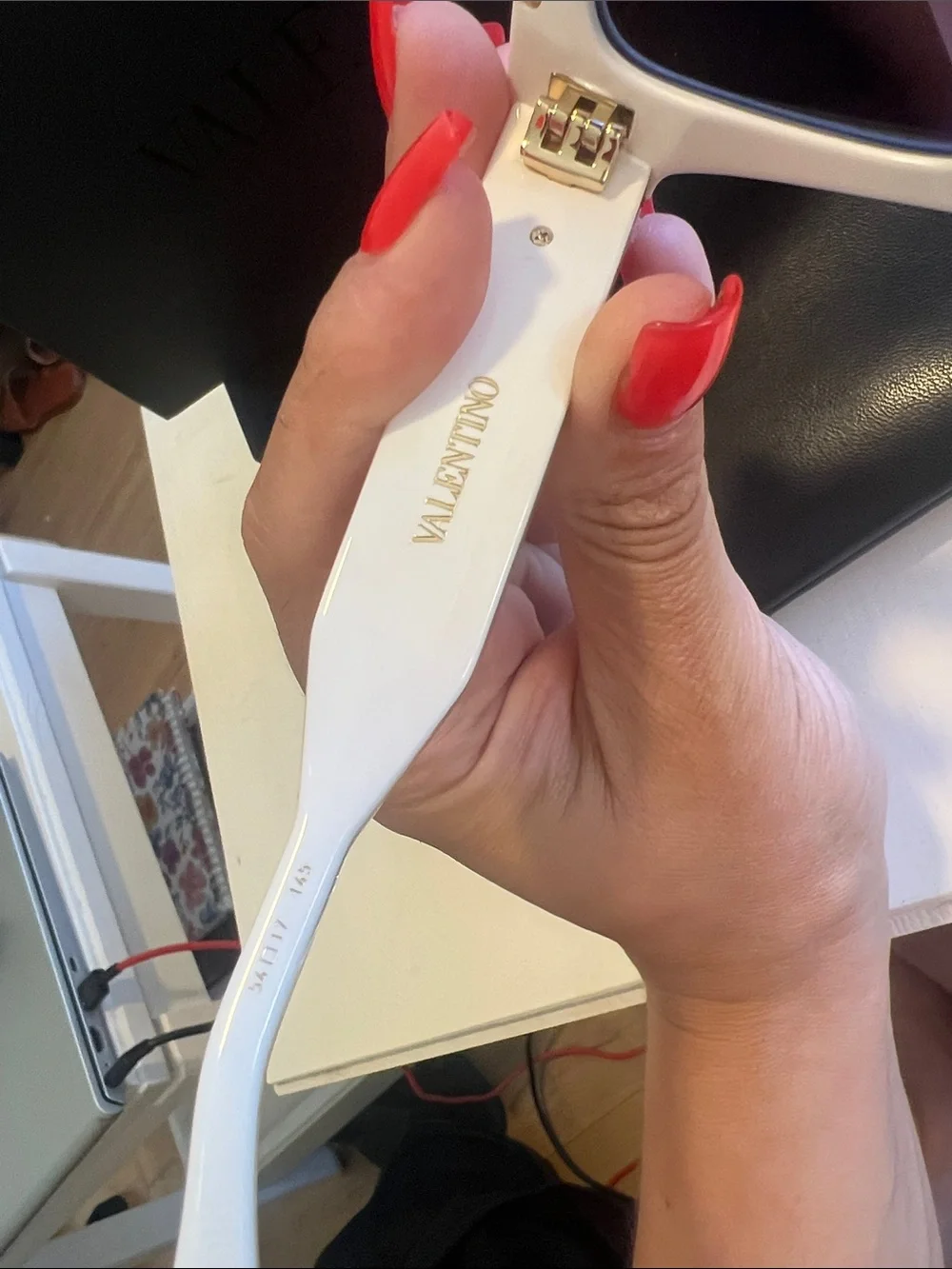Valentino White Oversized Sunglasses
